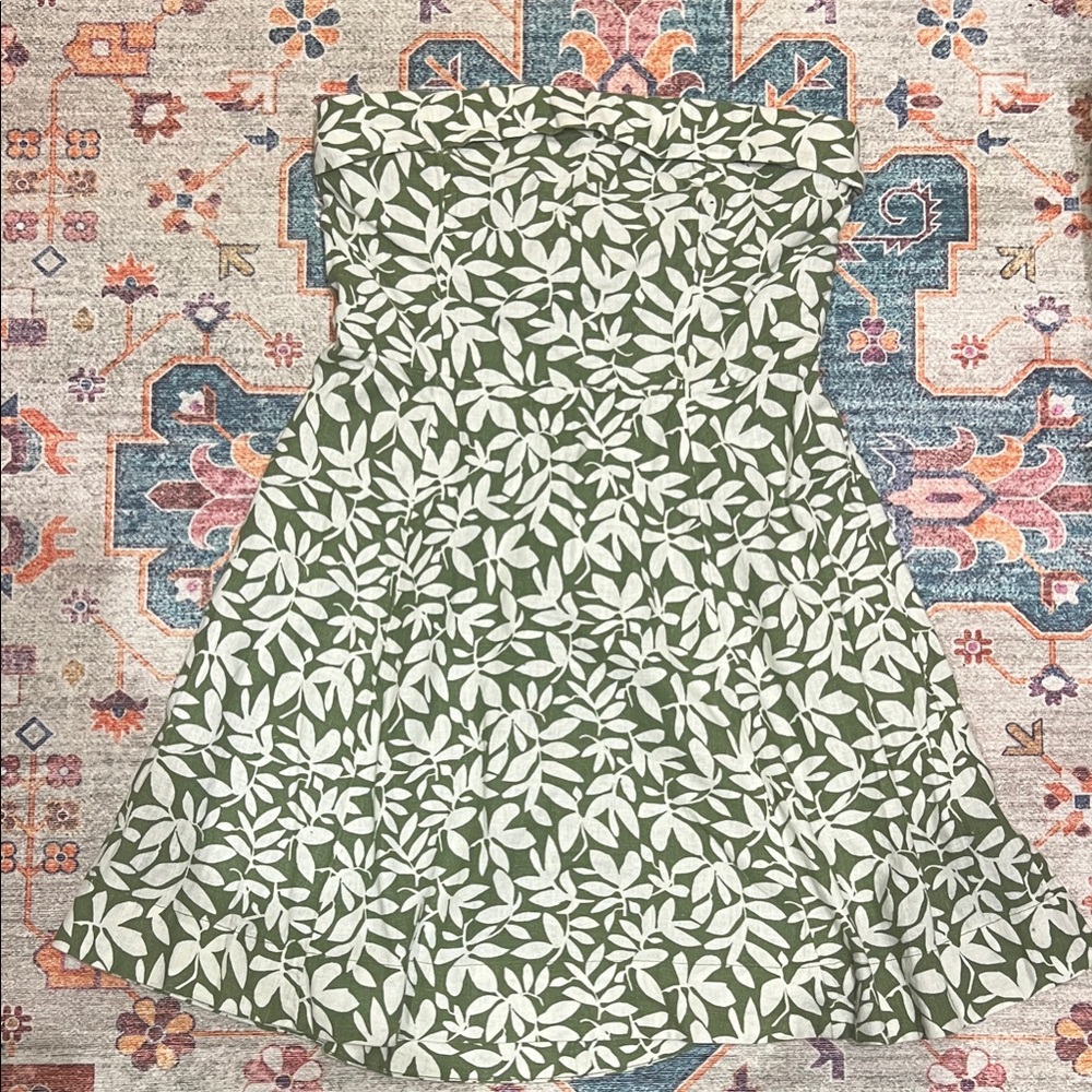 Abercrombie & Fitch Green and White Strapless Dress